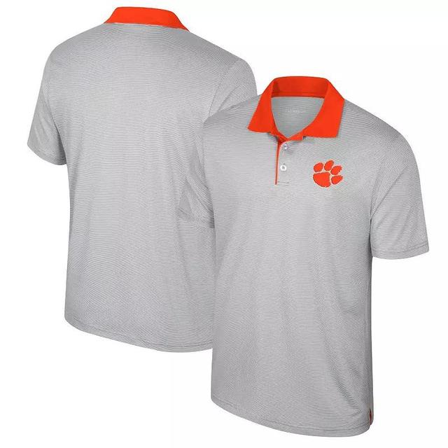 Mens Colosseum Gray Clemson Tigers Big & Tall Tuck Striped Polo Product Image