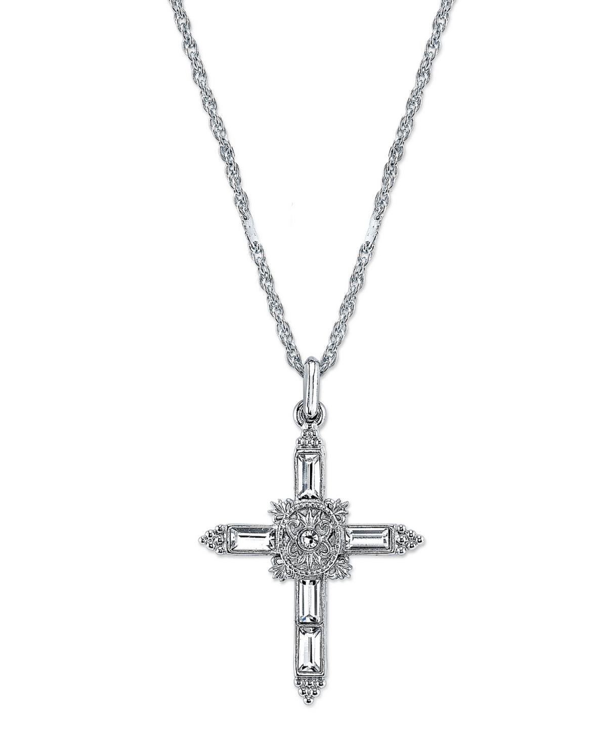 1928 Jewelry 14K Gold Dipped Crystal Cross Pendant Necklace Product Image