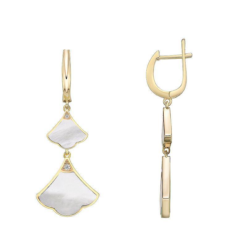 Gemminded Gold Over Sterling Silver Mother-Of-Pearl & Cubic Zirconia Double Drop Earrings, Womens, Gold Tone Product Image