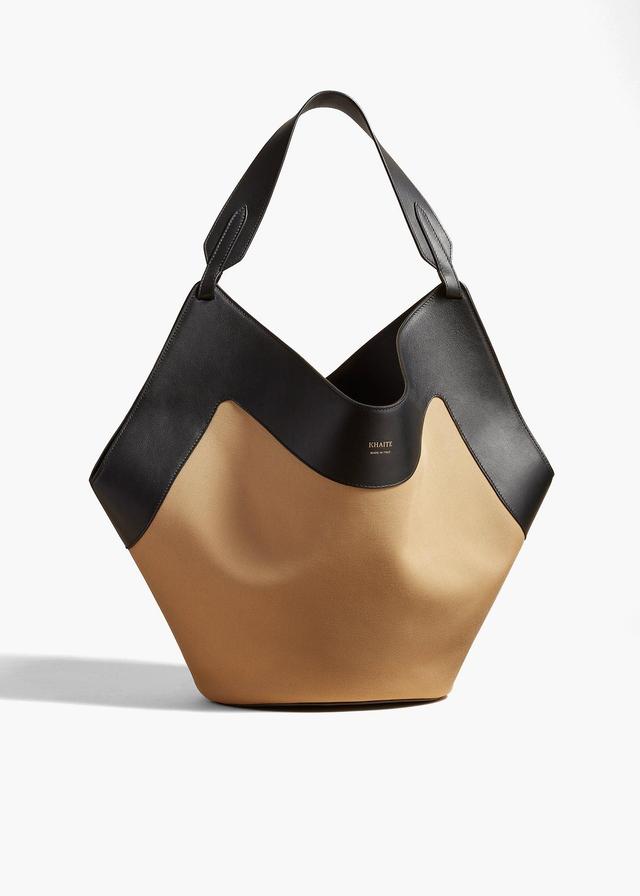 Medium Lotus Tote in Honey and Black Leather Product Image