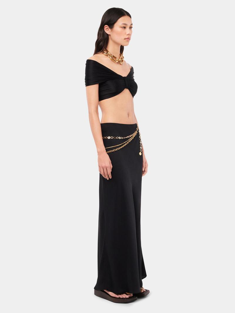 Long black skirt embellished with "eight" signature chain Product Image