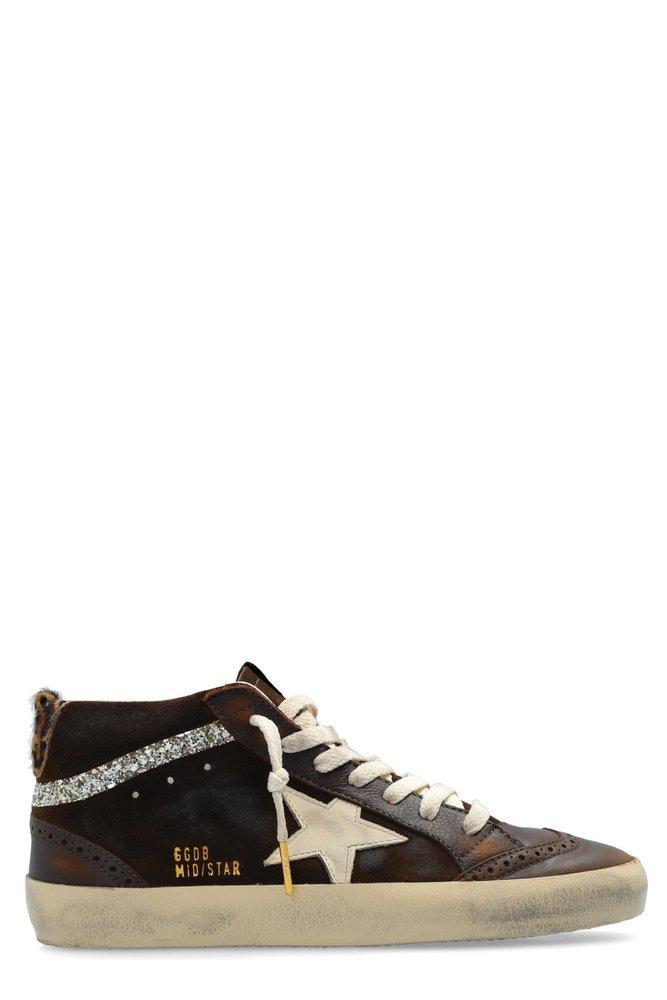 GOLDEN GOOSE Mid Star Leather Sneaker In Black Product Image