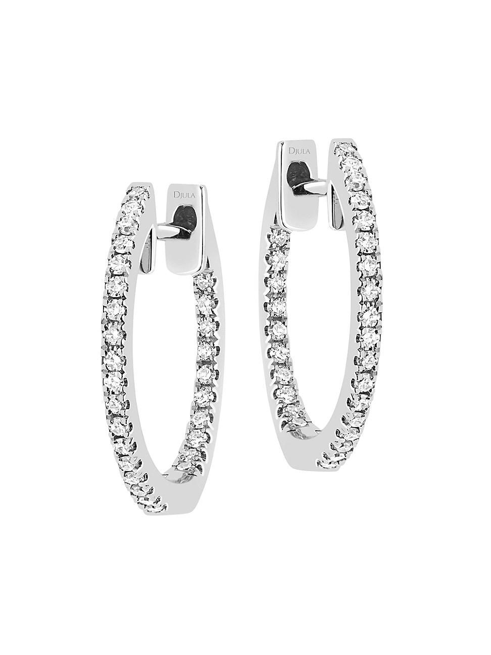 Womens Graphique 18K White Gold & 0.13 TCW Diamond Inside-Out Hoop Earrings Product Image