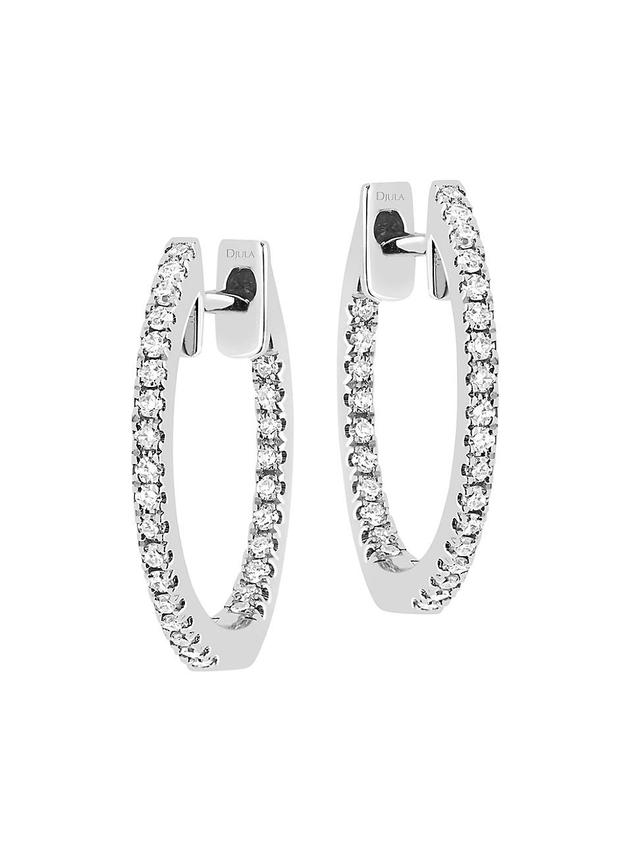 Womens Graphique 18K White Gold & 0.13 TCW Diamond Inside-Out Hoop Earrings Product Image