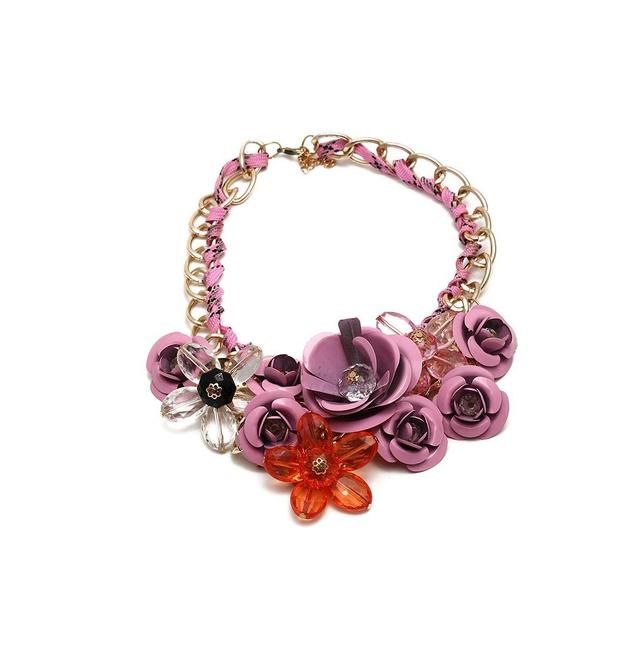 Sohi Womens Pink Roses Cluster Necklace Product Image