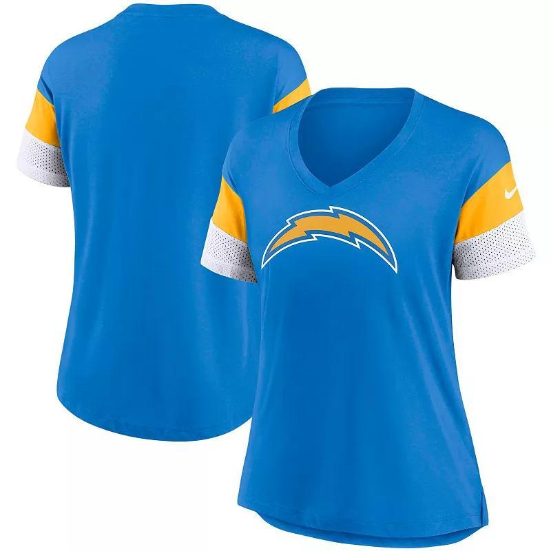 Womens Nike Powder Blue Los Angeles Chargers Team Logo Fashion Performance Tri-Blend V-Neck T-Shirt Product Image