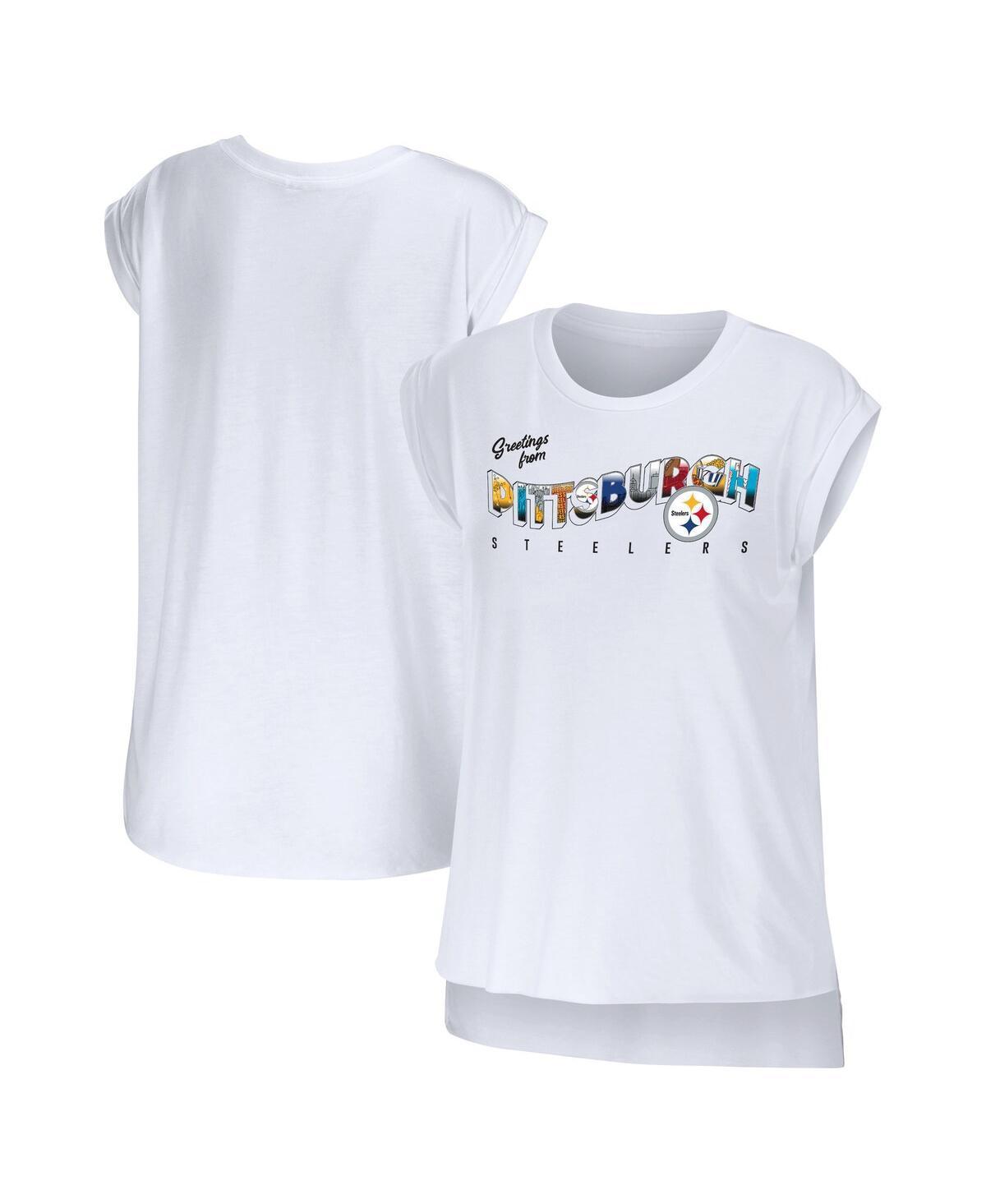 Womens WEAR by Erin Andrews Pittsburgh Steelers Greetings From Muscle T-Shirt Product Image