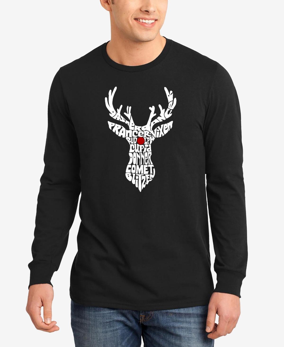 La Pop Art Mens Santas Reindeer Word Art Long Sleeve T-shirt Product Image