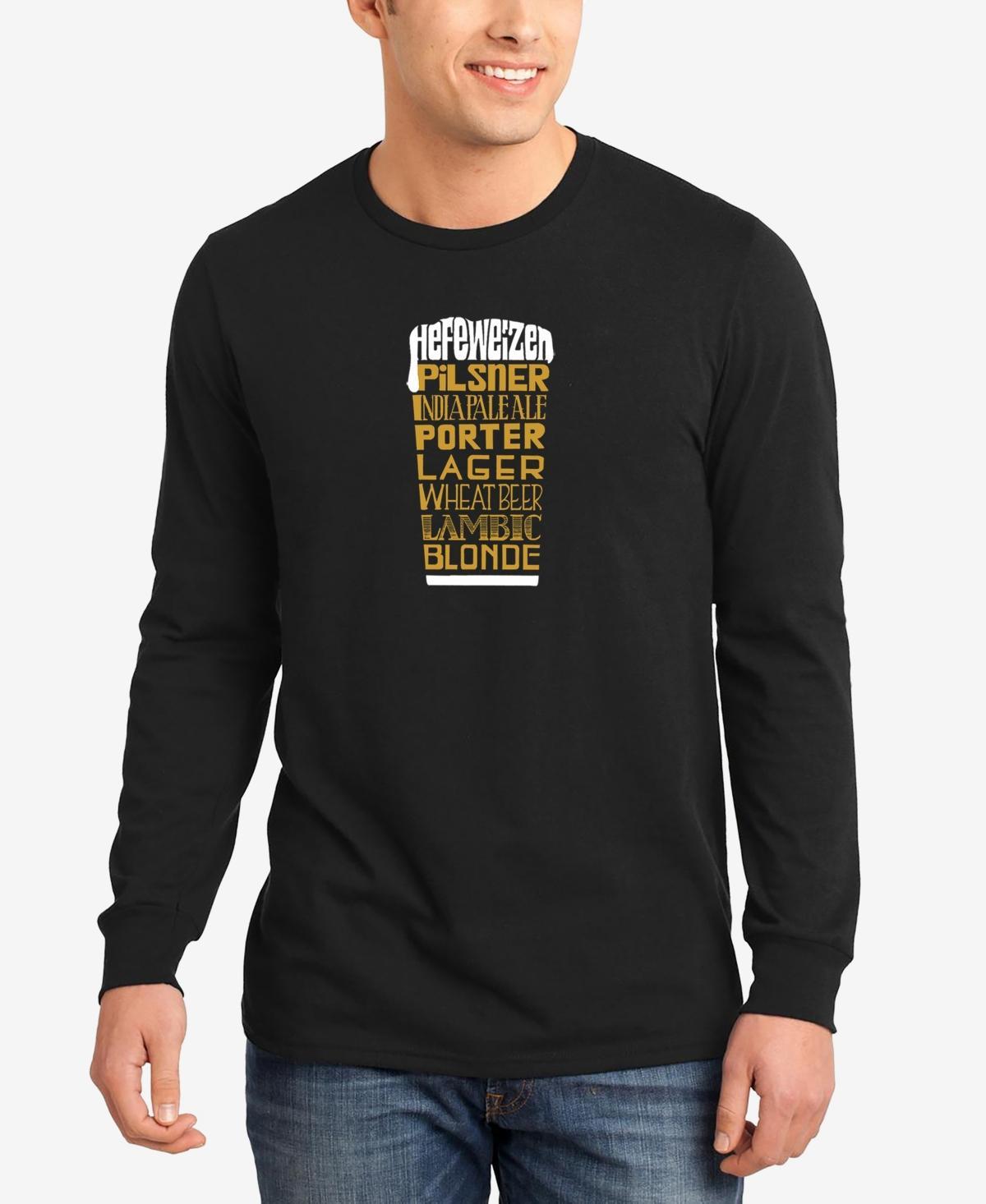 La Pop Art Men's Word Art Long Sleeve T-Shirt - Styles Of Beer, Black, 4Xl Product Image