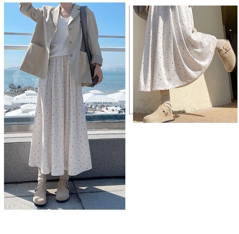 High Waist Dotted Maxi A-Line Skirt Product Image