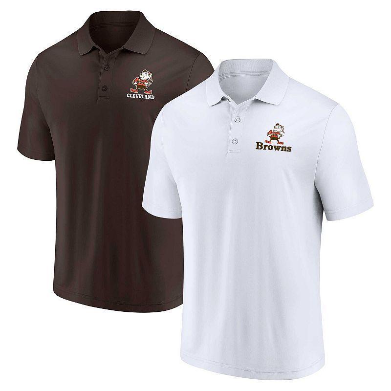 Mens Fanatics Branded White/Brown Cleveland Browns Throwback Two-Pack Polo Set Product Image