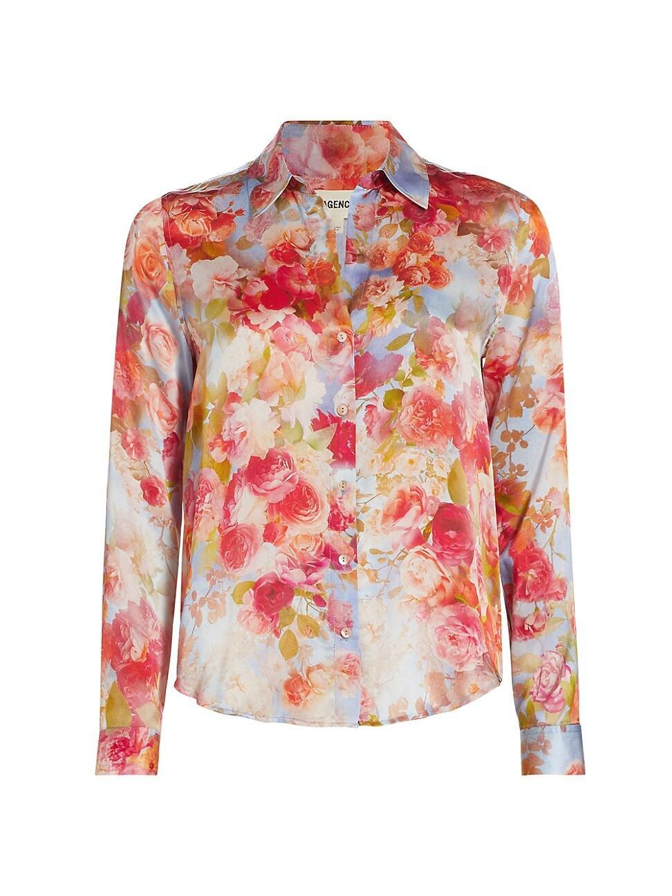 LAGENCE Tyler Floral Print Silk Shirt Product Image