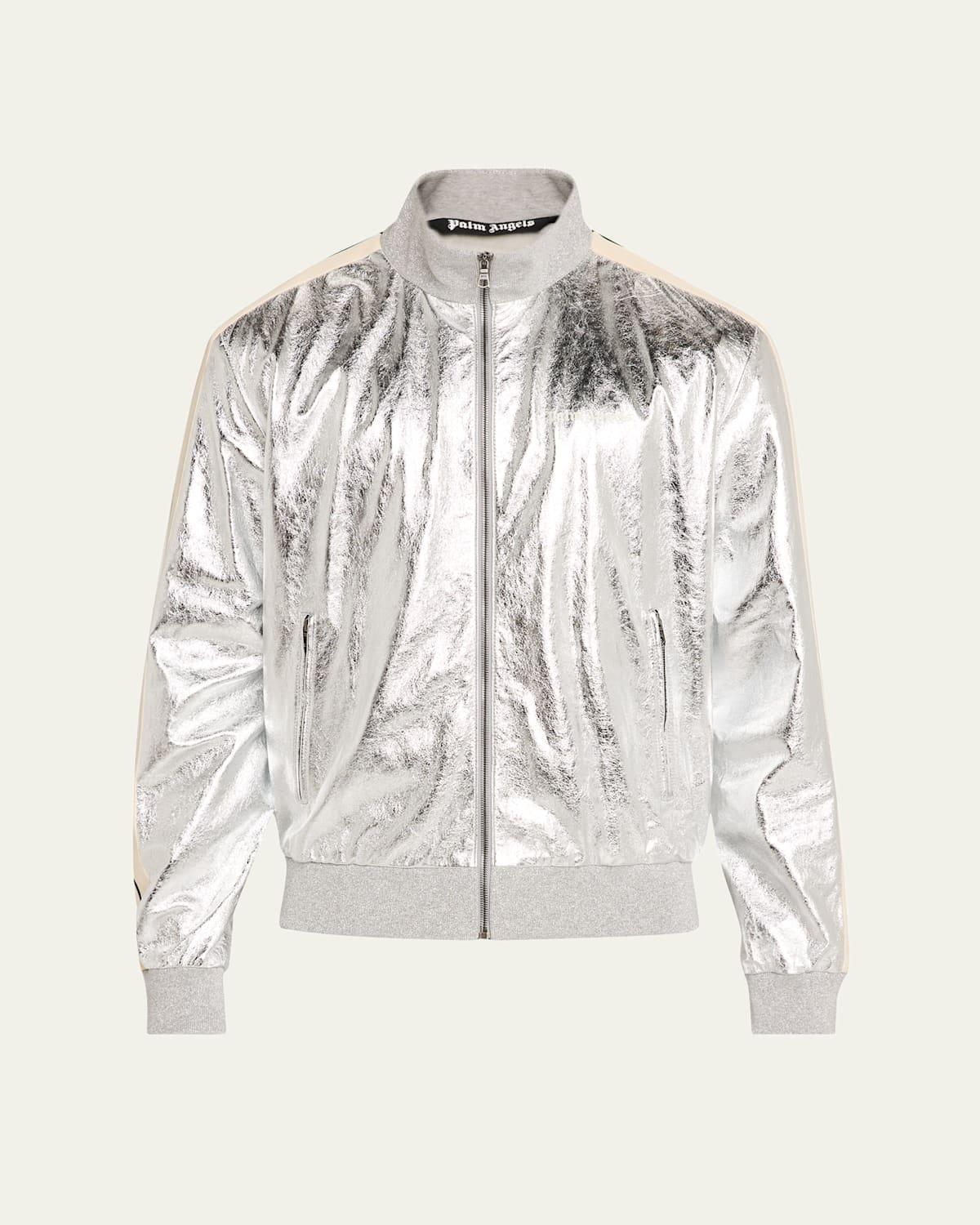 Mens Metallic Leather Track Jacket Product Image