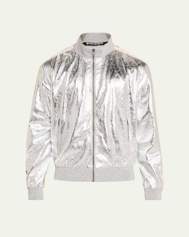 Men's Metallic Leather Track Jacket Product Image