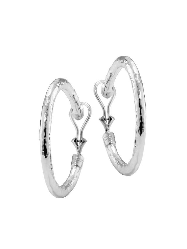 Womens Classico Medium Sterling Silver Hammered Hoop Earrings Product Image