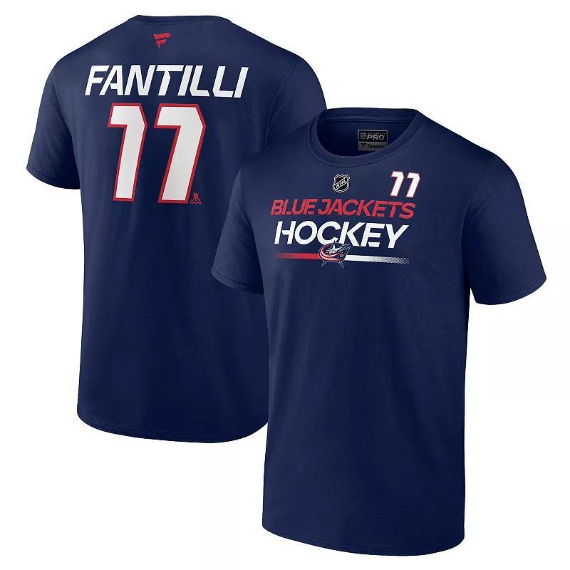 Mens Fanatics Branded Adam Fantilli Columbus Blue Jackets Authentic Pro Prime Name & Number T-Shirt Product Image