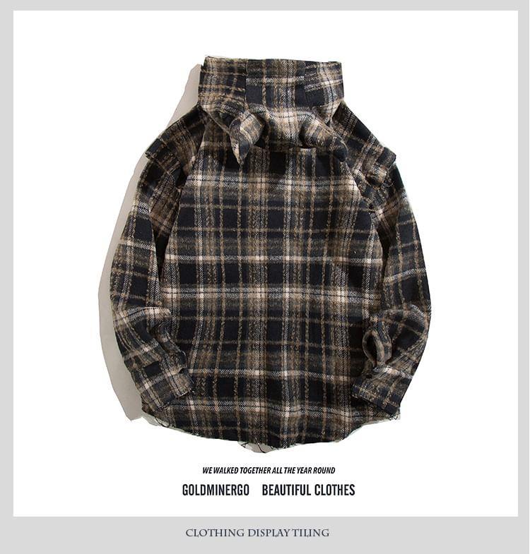 Plaid Hooded Zip-Up Jacket product image