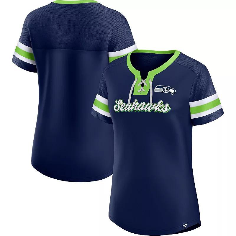 Womens Fanatics Branded College Seattle Seahawks Original State Lace-Up T-Shirt Blue Product Image