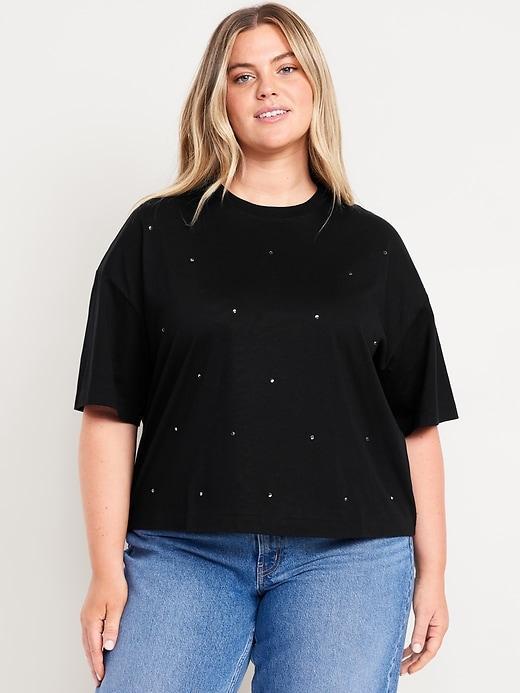 Oversized Crew-Neck Embellished T-Shirt Product Image