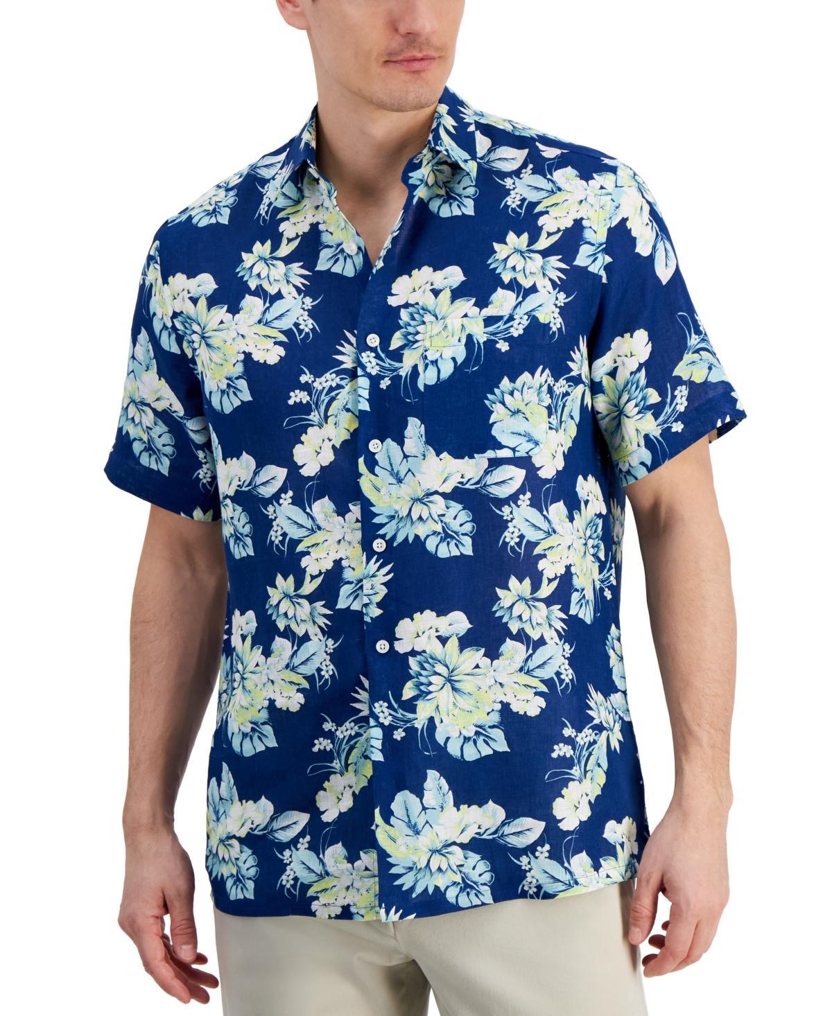 Club Room Mens Noche Floral-Print Short-Sleeve Linen Shirt, Created for Macys Product Image