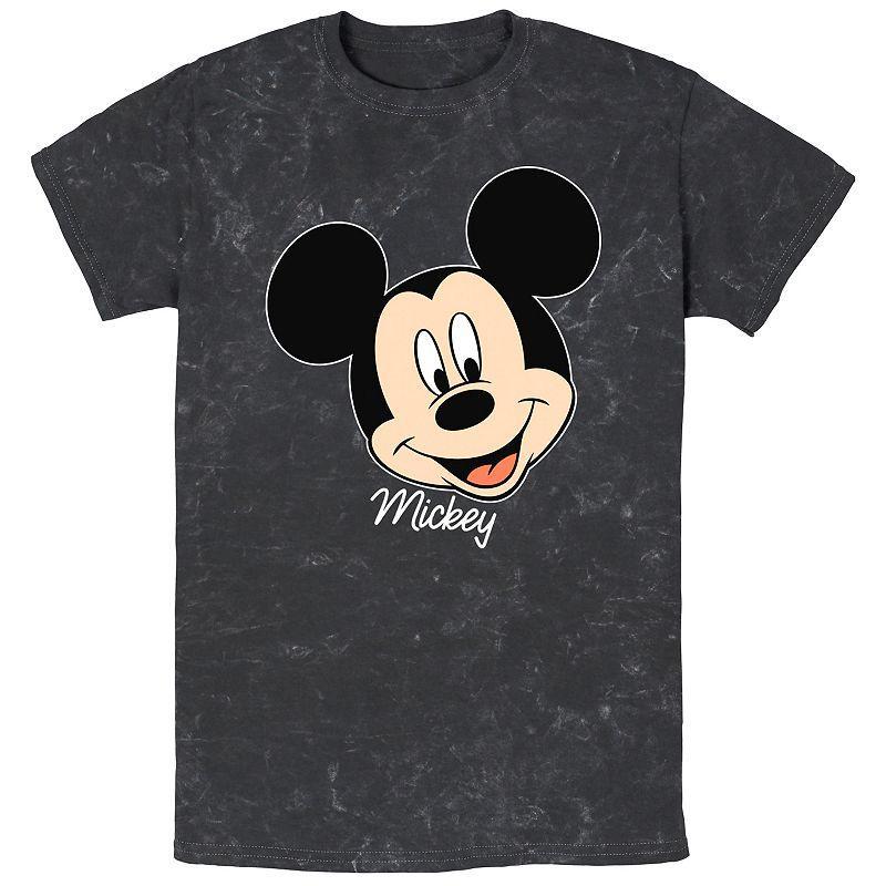 Mens Disney Mickey Mouse Smile Face Portrait Wash Tee Black Product Image