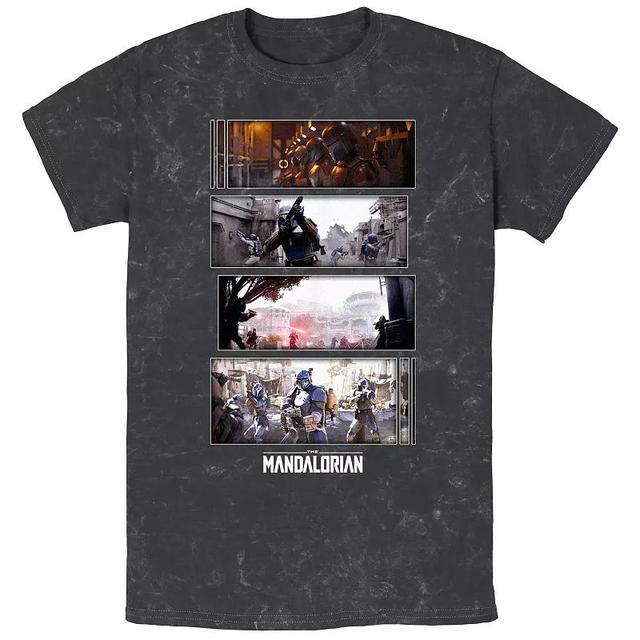 Mens Star Wars The Mandalorian Attack Scenes Boxes Mineral Wash Graphic Tee Product Image