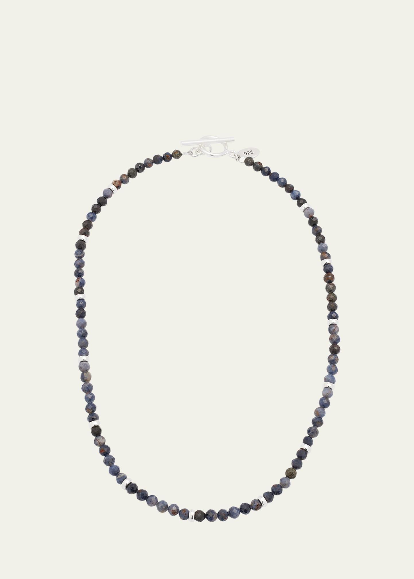 Mens Sapphire Beaded Necklace Product Image