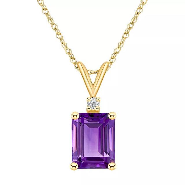 Celebration Gems 14k Gold Gemstone & Diamond Accent Pendant Necklace, Womens Purple Product Image