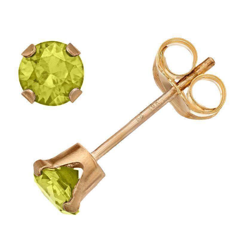 Pure Gem Collection 10k Gold Peridot Stud Earrings, Womens Product Image