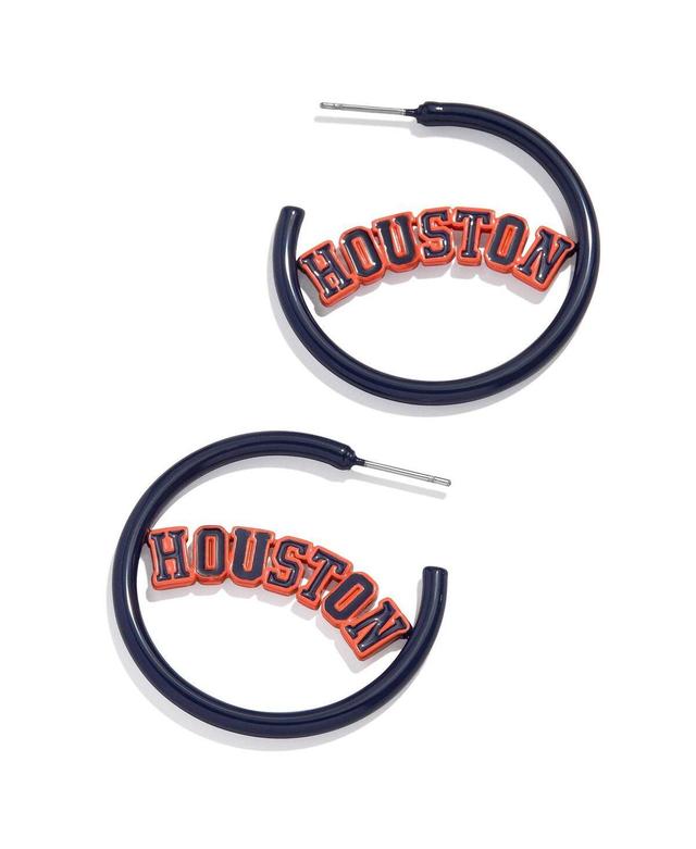 Womens Baublebar Houston Astros Enamel Hoop Earrings Product Image