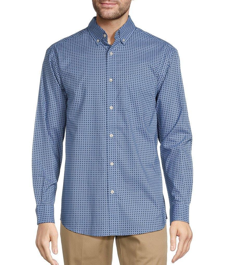 Roundtree & Yorke Long Sleeve Geometric Print Poplin Sport Shirt Product Image