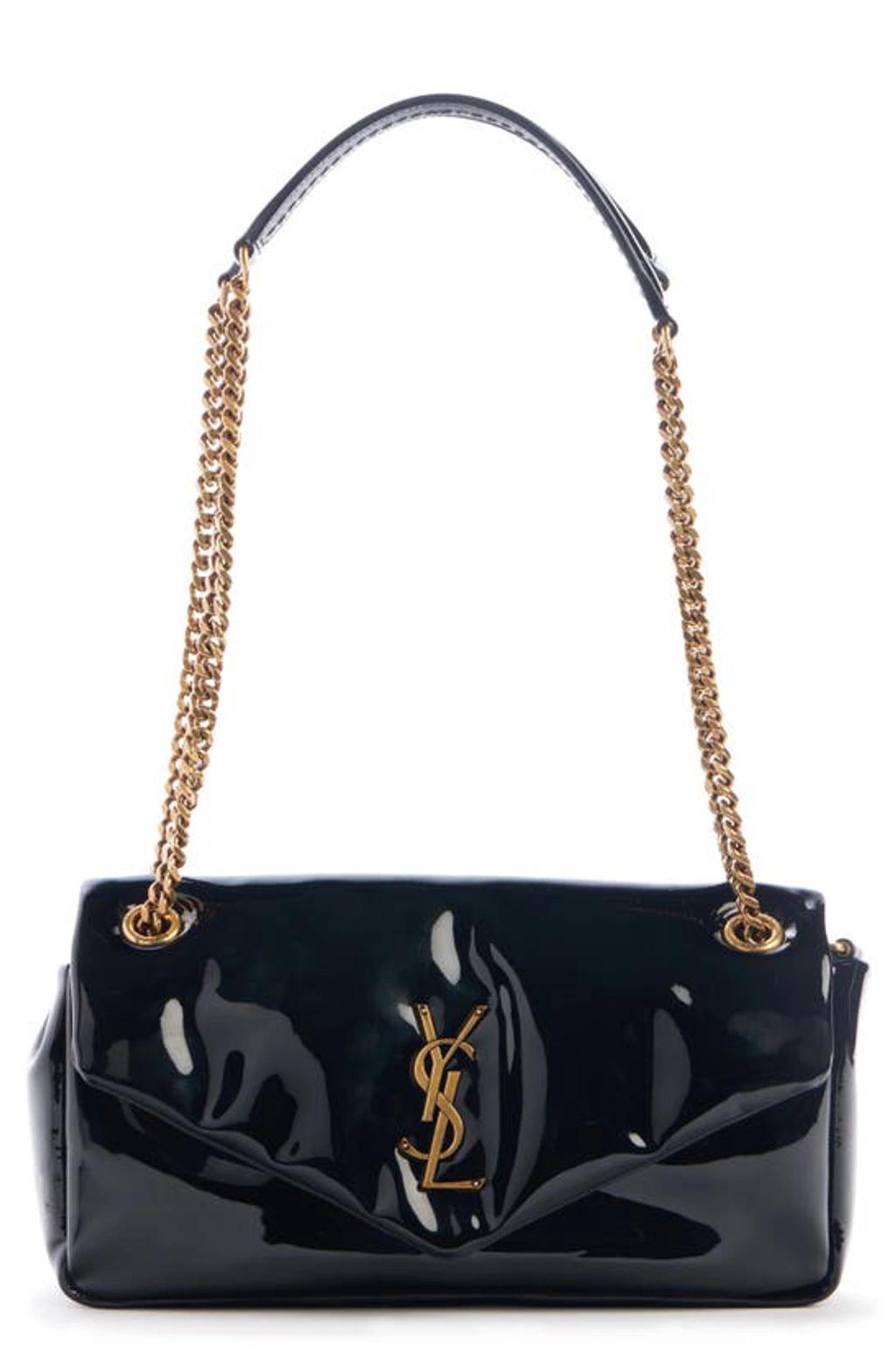 SAINT LAURENT Calypso Patent Leather Shoulder Bag In Nero Product Image