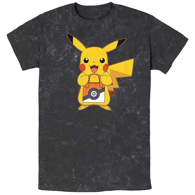 Mens Pokmon Pikachu Treat Pokeball Bag Mineral Wash Tee Product Image