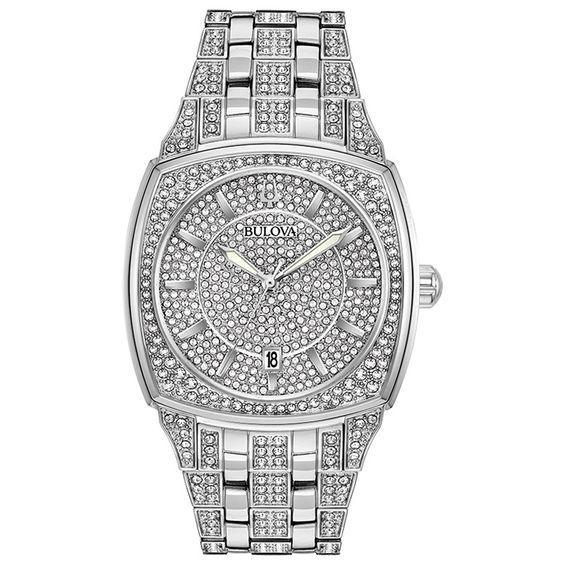 Men's Bulova Phantom Crystal Accent Rose-Tone Watch with Square Silver-Tone Dial (Model: 98B324) Product Image