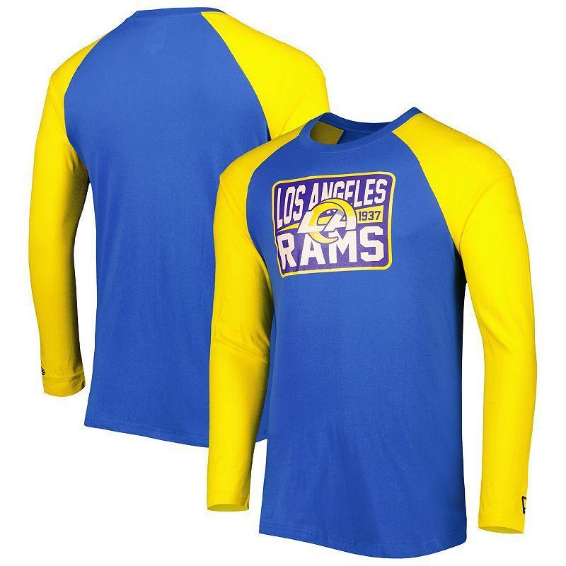 Mens New Era Royal Los Angeles Rams Current Raglan Long Sleeve T-Shirt Product Image