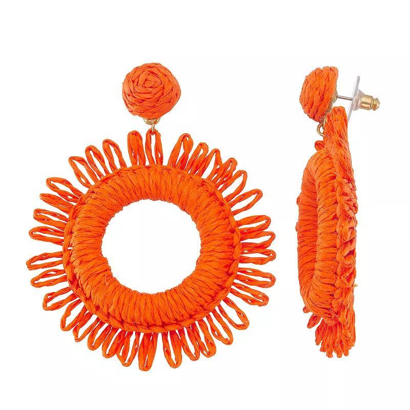 Sonoma Goods For Life Raffia Flower Drop Earrings, Womens, Orange Product Image