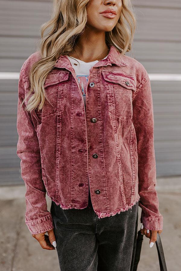 Hayride Honey Corduroy Jacket in Maroon Product Image