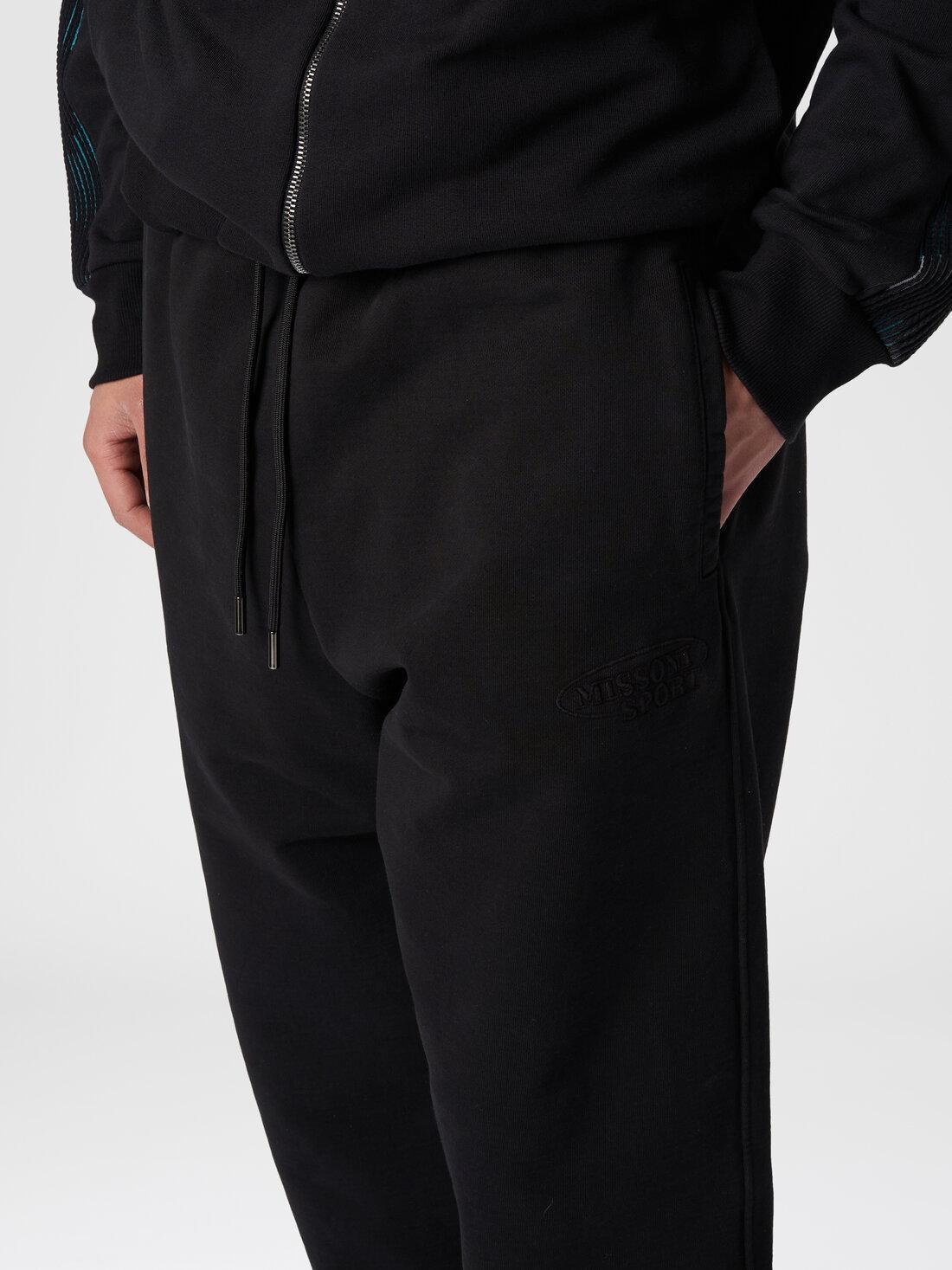 Trousers in cotton fleece with logo Black | Missoni Product Image