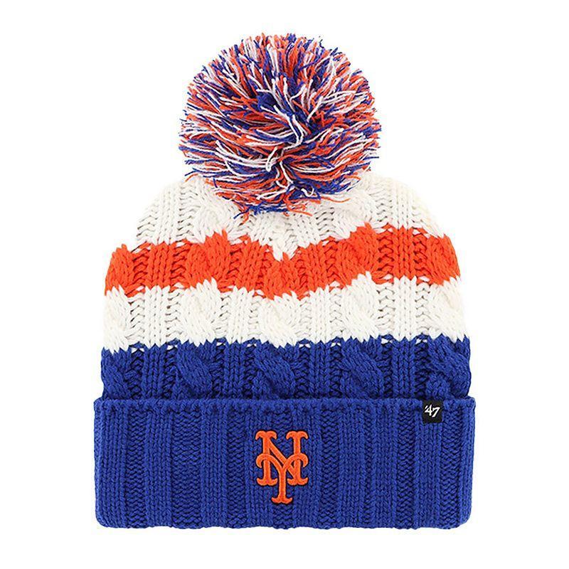 Womens 47 Brand White New York Mets Ashfield Cuffed Knit Hat with Pom - White Product Image