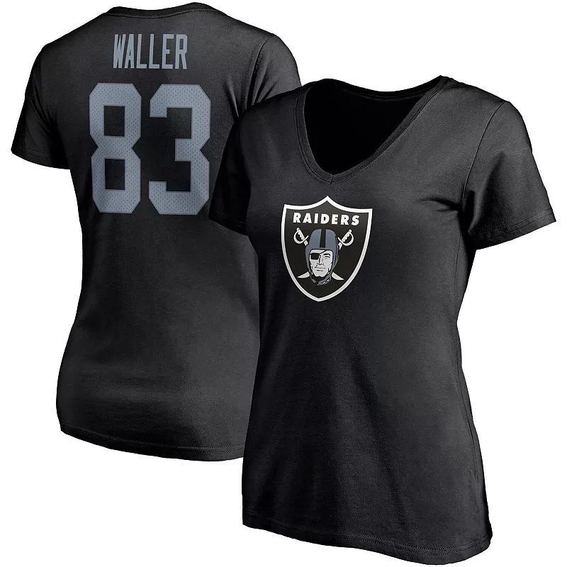 Womens Fanatics Branded Darren Waller Black Las Vegas Raiders Player Icon Name & Number V-Neck T-Shirt Product Image