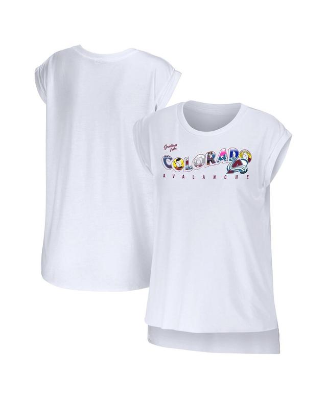 Womens WEAR by Erin Andrews Colorado Avalanche Greetings From Muscle T-Shirt Product Image