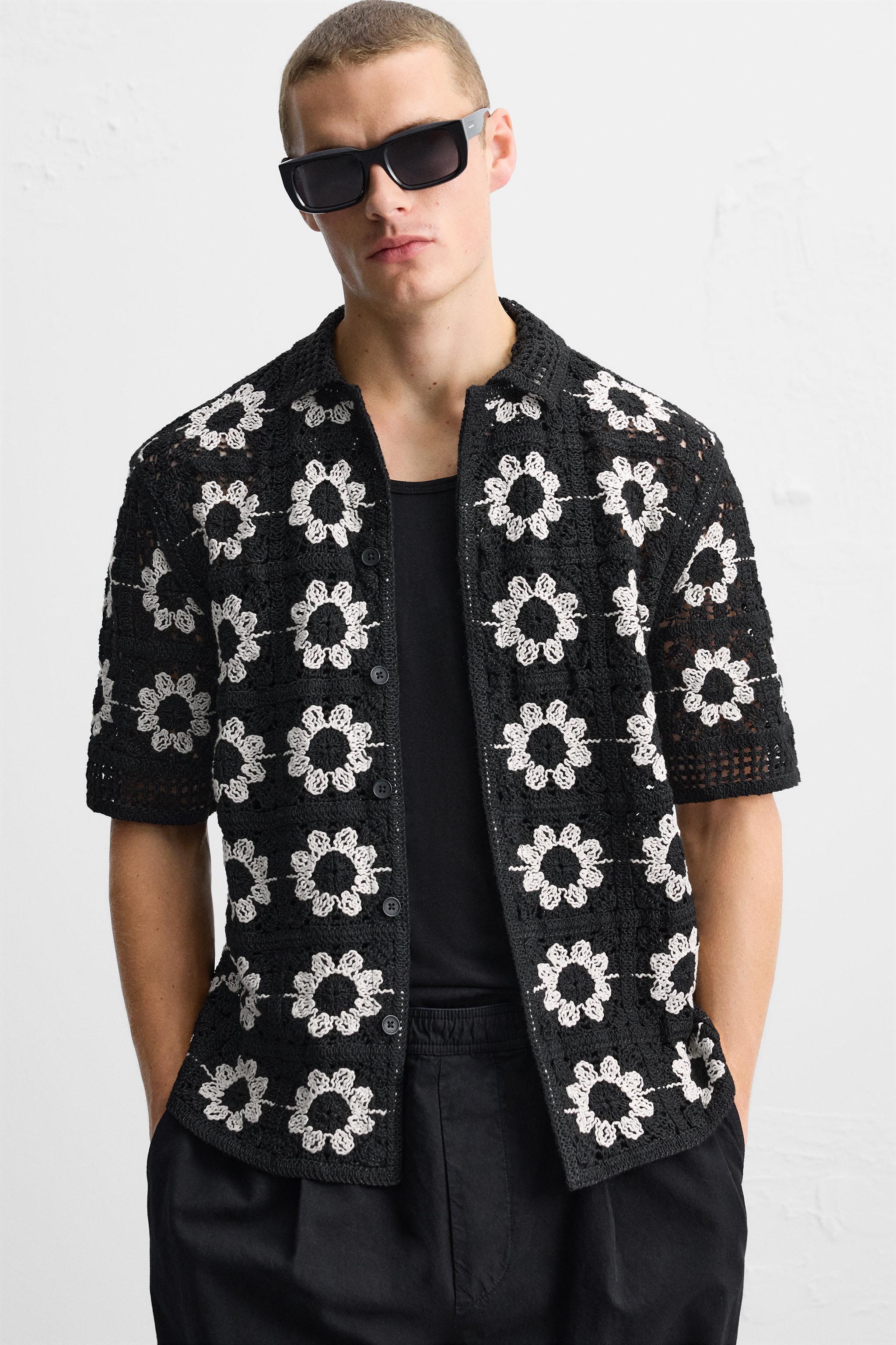 GEOMETRIC CROCHET SHIRT Product Image