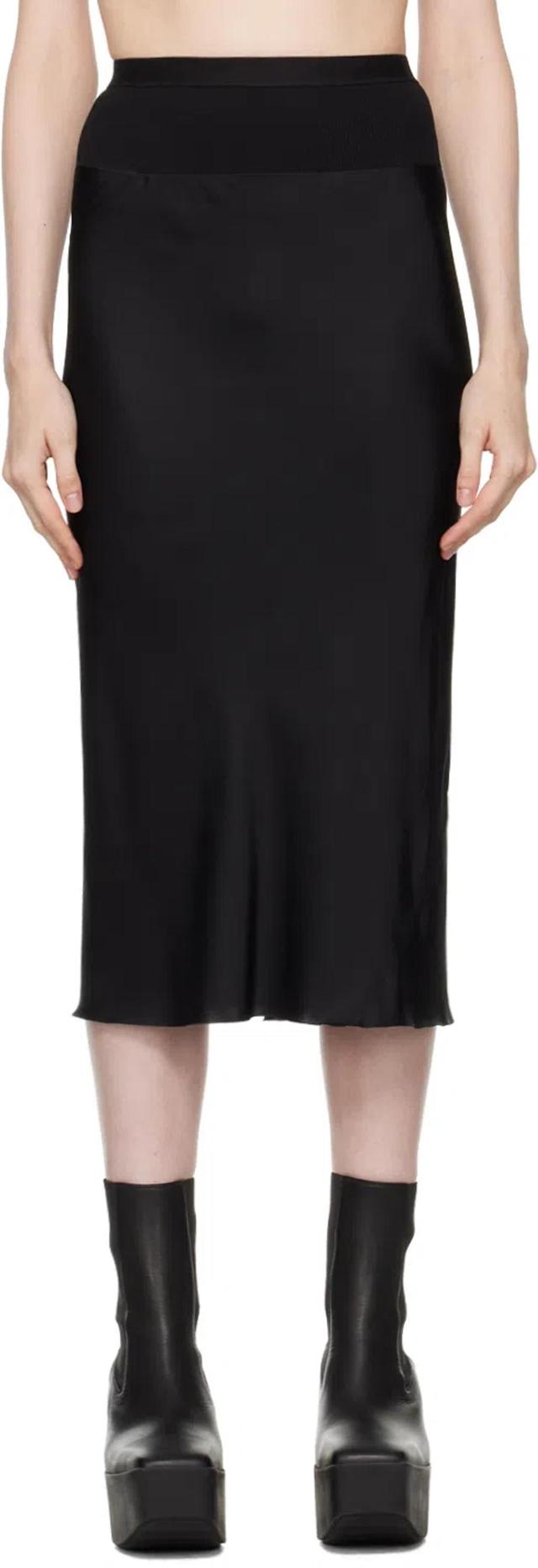 RICK OWENS Black Porterville Knee Bias Midi Skirt In 09 Black Product Image