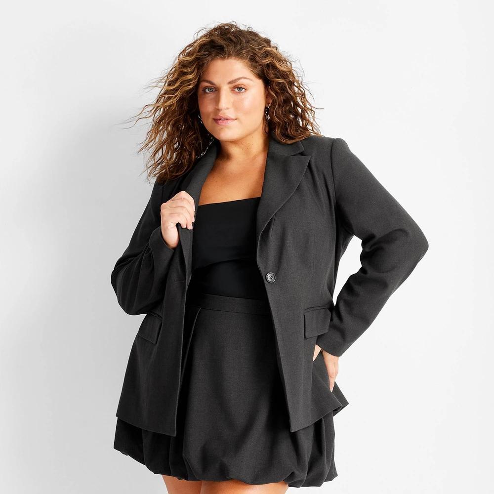 Womens Nipped Waist Blazer - Future Collective Gray Product Image