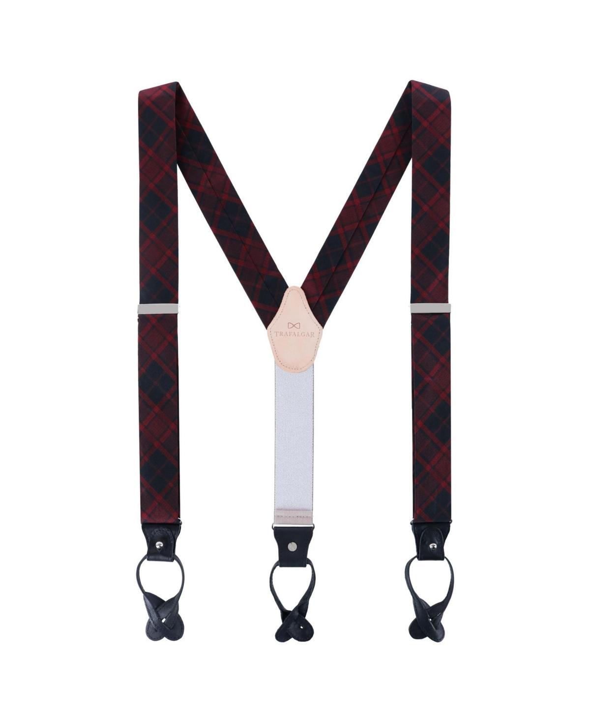 Trafalgar Kincade Red & Blackwatch Plaid Silk Suspenders Product Image