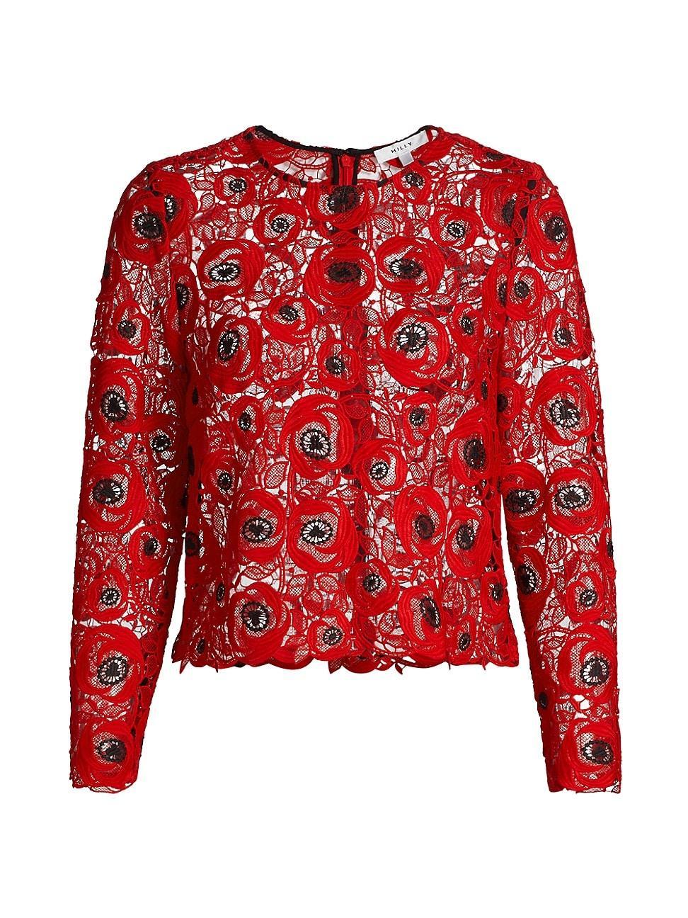 Womens Nori Embroidered Lace Long-Sleeve Top Product Image