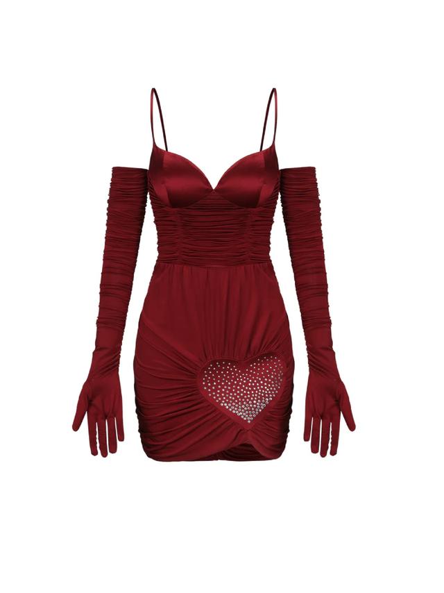 Angelina Silk Dress (Wine Red) (Final Sale) Product Image