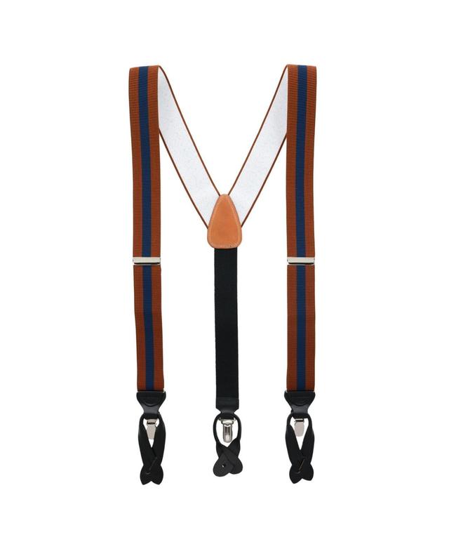 Trafalgar Mens Oliver Stripe Convertible Suspenders - Navy Product Image