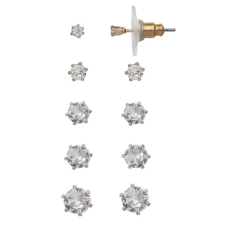 LC Lauren Conrad Gold Tone Cubic Zirconia Nickel Free Stud Earring Set, Womens, Rose Gold Tone Product Image