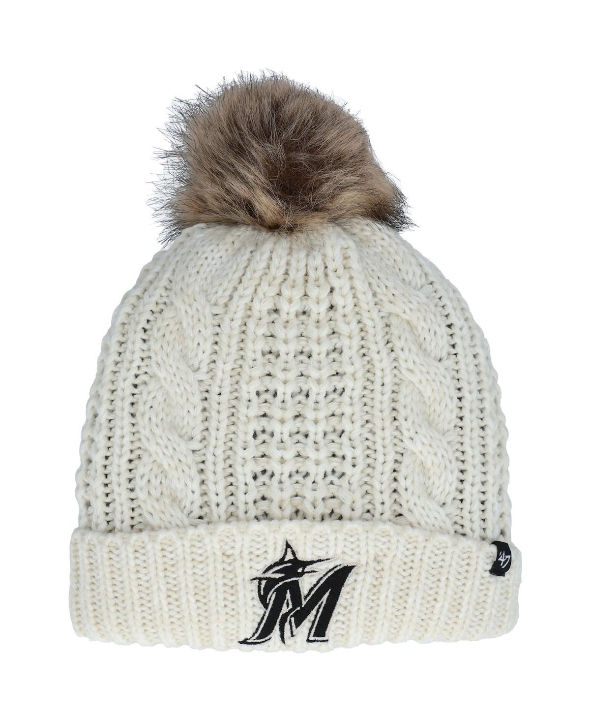 Womens 47 Cream Miami Marlins Meeko Cuffed Knit Hat with Pom Product Image